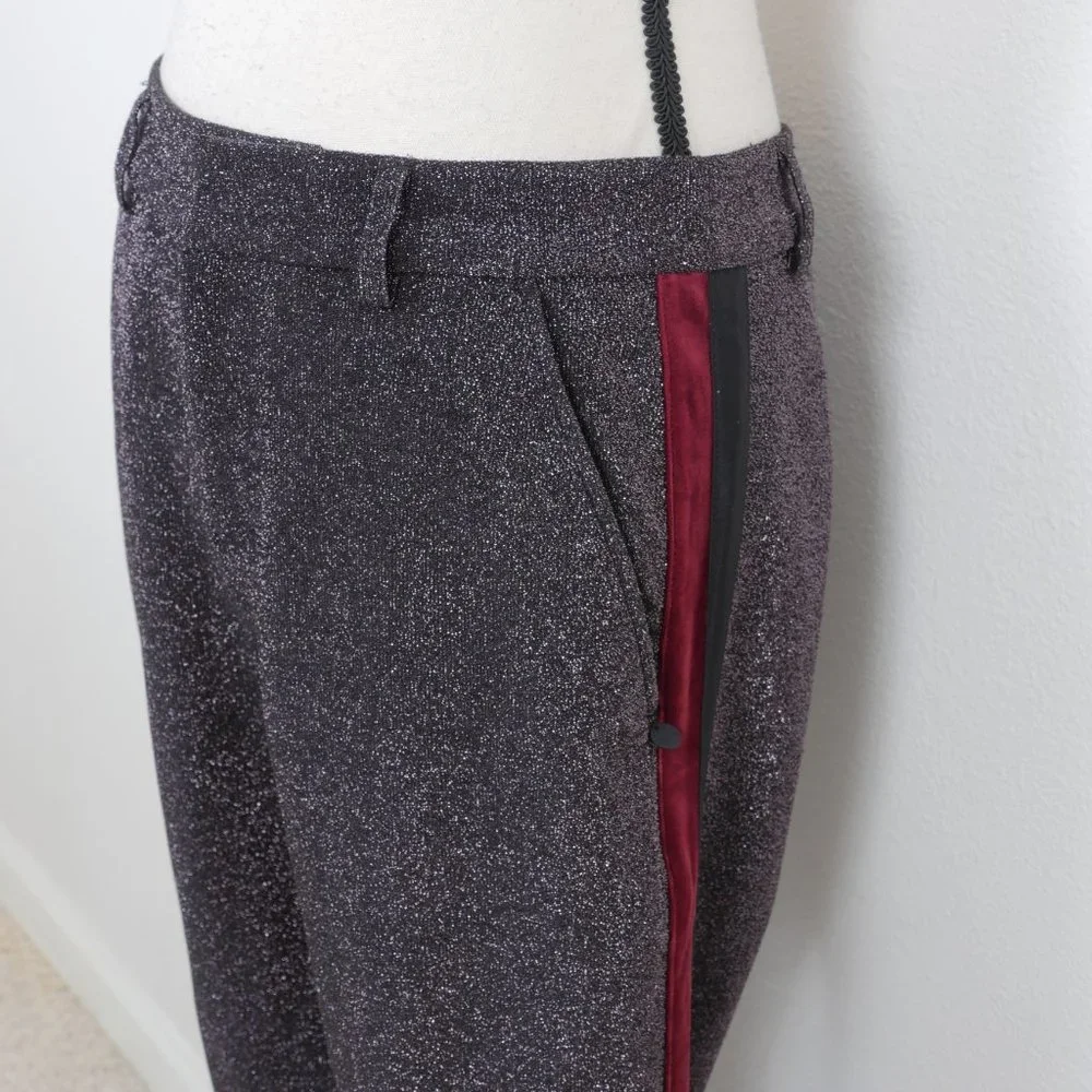 Scotch & Soda Black Red Wine Side Stripe Metallic Glitter Low Rise Size SZ Pant - Picture 6 of 16
